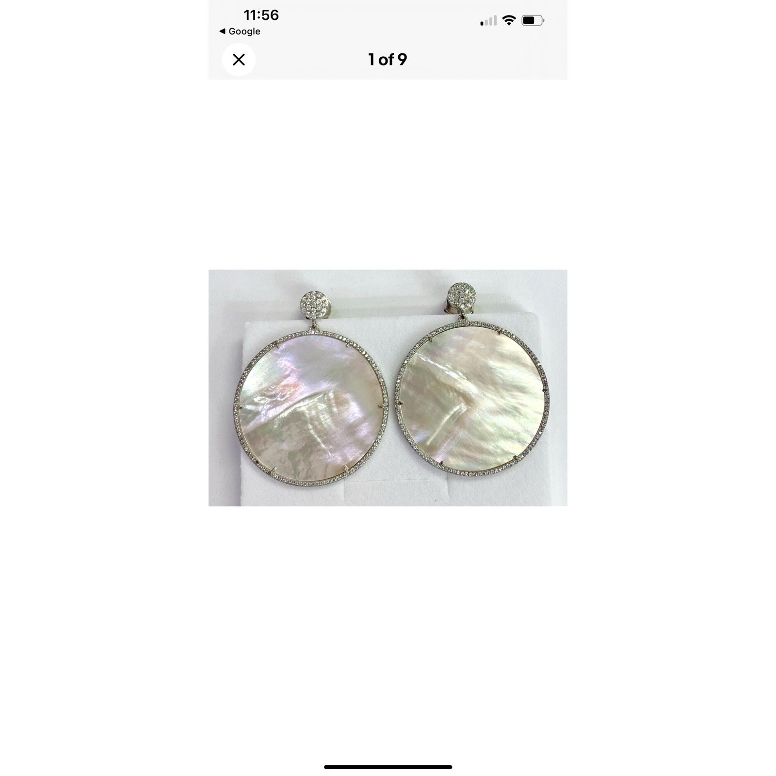 Hsn Colleen Lopez Sterling Silver Mother Of Pearl & White Zircon Drop Earrings